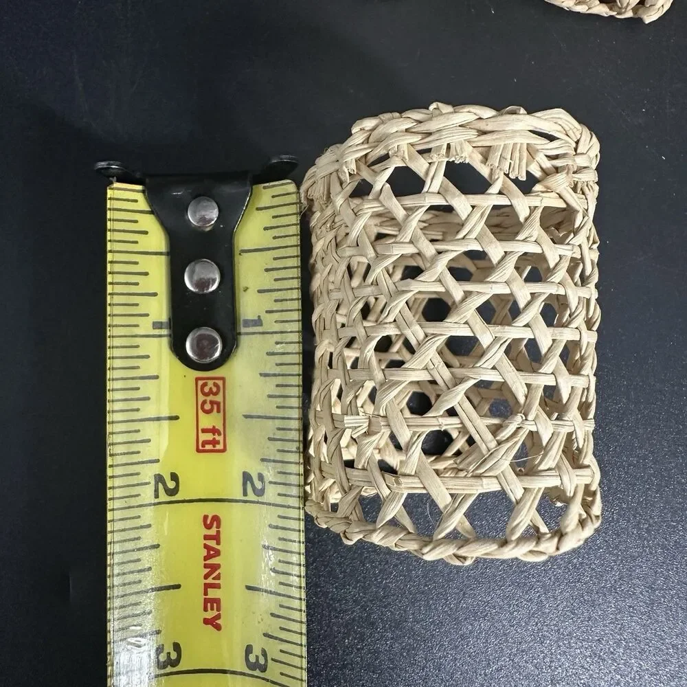 VTG Bamboo Rattan Napkin Rings Set of 12 Woven Box Boho Farmhouse Table Decor